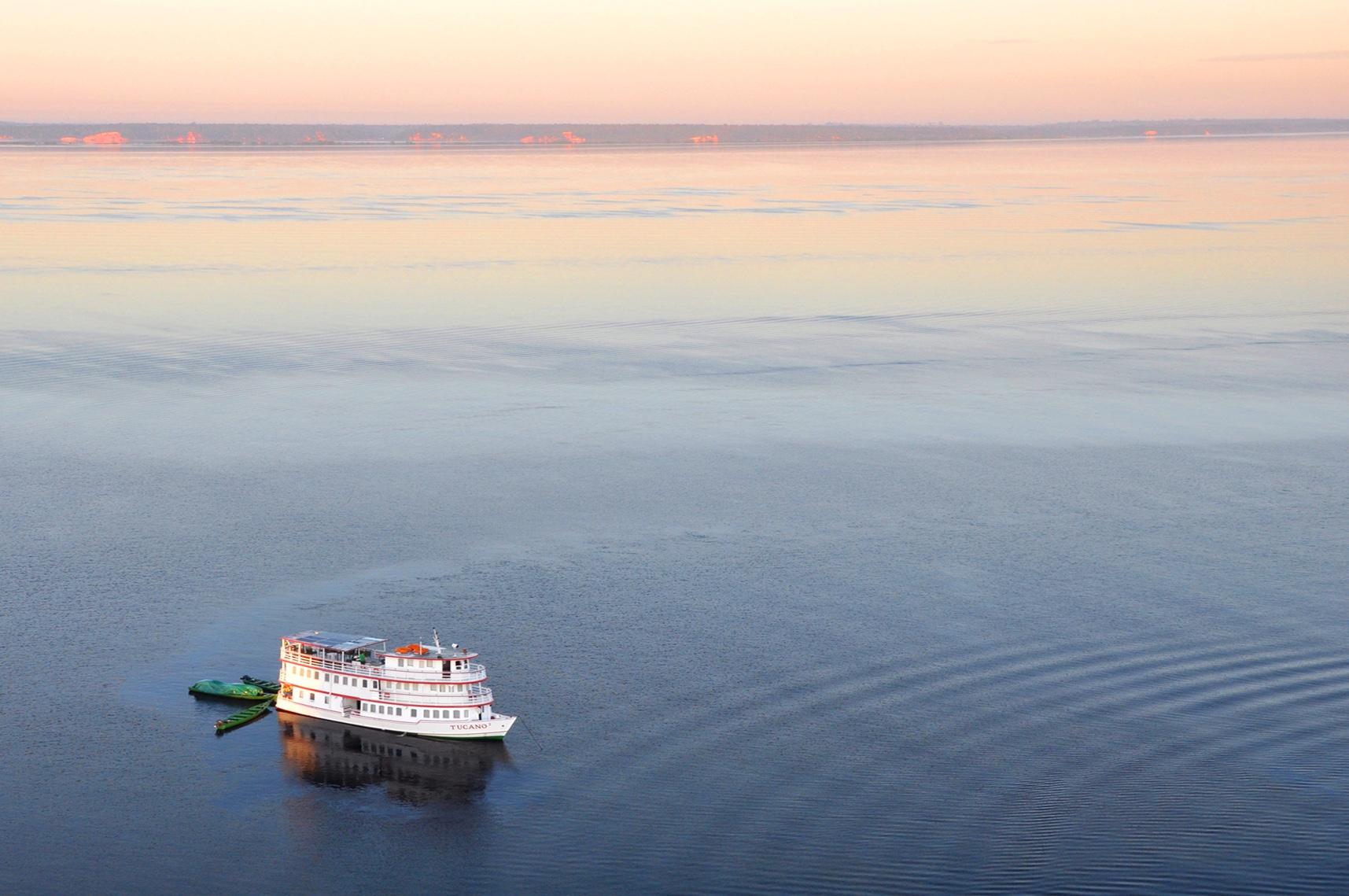 The Tucano cruise ship in the midst of one of the rivers in the Amazon region